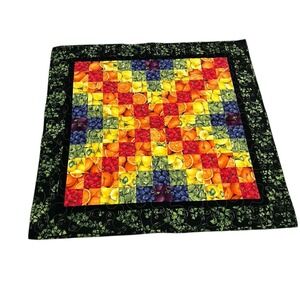 Handmade‎ Quilted Patchwork Wall Hanging Fruit Themed Lemons Oranges 35" X 35"